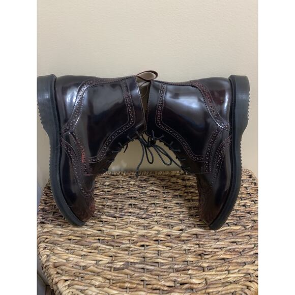 DR. MARTENS Delphine 8-Eye Brogue Boot Oxblood Maroon 10 new without box - Picture 3 of 13